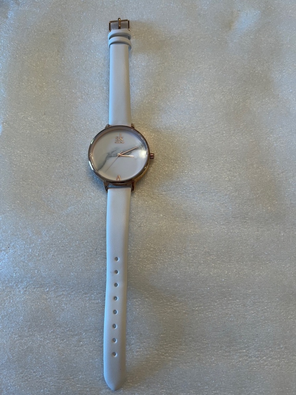White Strap Watch with Rose Gold Case